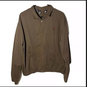 MENS'S RALPH LAUREN ZIP UP JACKET SIZE LARGE COTTON BROWN